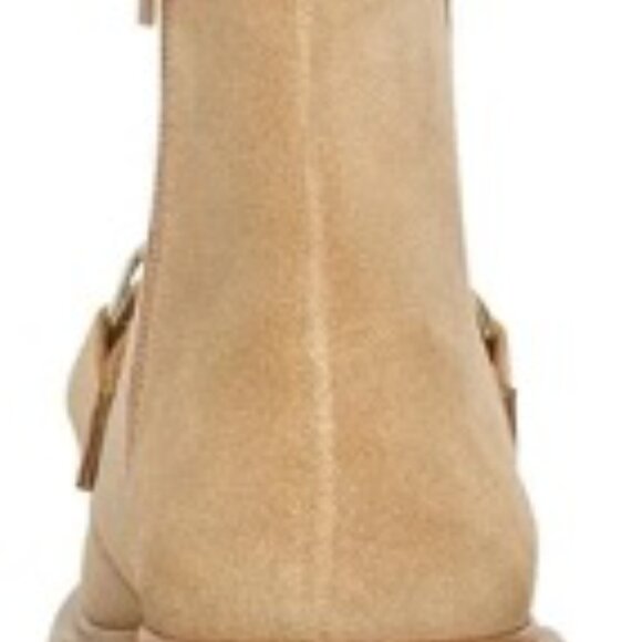 Steve Madden Cleo Taupe Suede Chunky Lug Sole Curb Chain Ankle Boots Size 6 - Picture 5 of 5